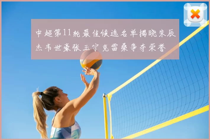 中超第11轮最佳候选名单揭晓朱辰杰韦世豪张玉宁克雷桑争夺荣誉